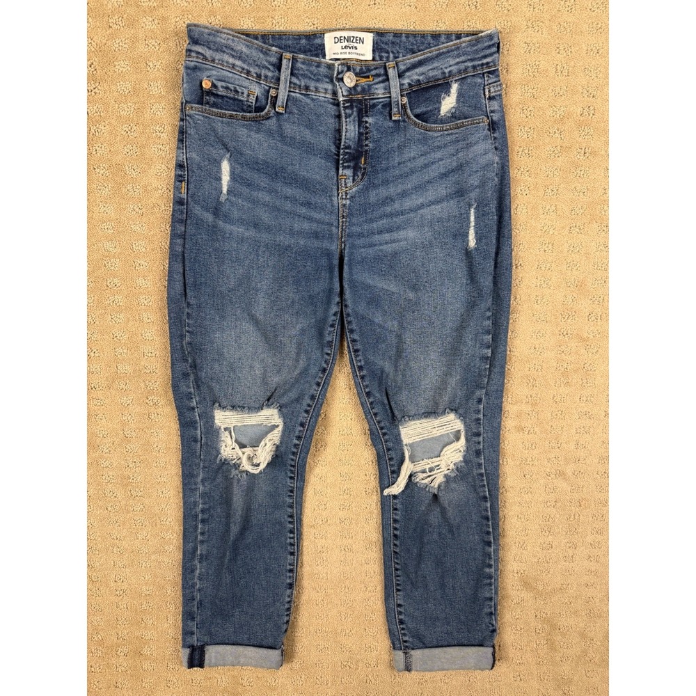 Woman's Levi's Denizen W26 (26x24)Distressed Midrise Boyfriend Jeans Ankle #1245